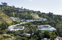 Aerial view of the California Hills Retreat residential ensemble.