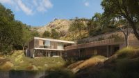 Low-profile residence nestled into a California hillside.